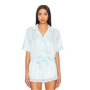 Flora Nikrooz Light Blue Satin Pajama Set